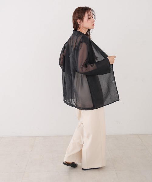 Bab（バブ）の「オーガンジーシアーテーラージャケット（テーラードジャケット・レディース・ブラック/グレイッシュベージュ/ブラウン・M）」の19枚目の写真