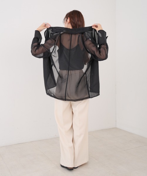 Bab（バブ）の「オーガンジーシアーテーラージャケット（テーラードジャケット・レディース・ブラック/グレイッシュベージュ/ブラウン・M）」の22枚目の写真