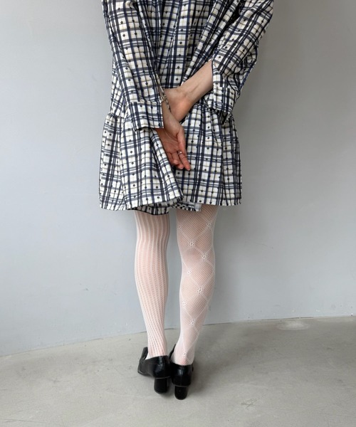 SANSeLF（サンセルフ）の「【SANSeLF】 ジャカードメッシュタイツ フラワー ハート柄 ワンポイントシアー ストッキング saa25a008（タイツ/ストッキング・レディース・ホワイト/ブラウン/グレー・FREE）」の14枚目の写真