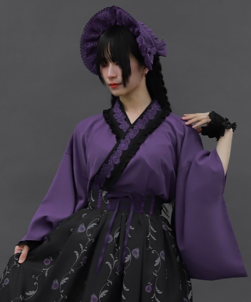 新品タグ付アクシーズファムシャルミエールChalmiere和風ブラウス★パープル 和風ブラウス（シャツ/ブラウス）｜Chalmiere（シャルミエール