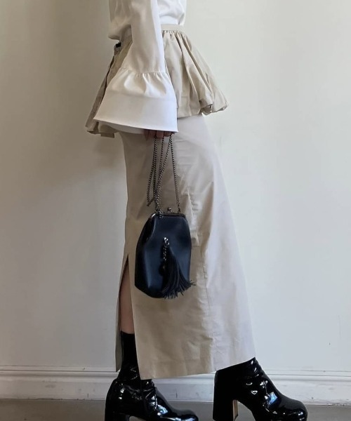 HONEY MI HONEY（ハニーミーハニー）の「taffeta balloon peplum skirt（スカート・レディース・ベージュ/サックスブルー・FREE）」の12枚目の写真
