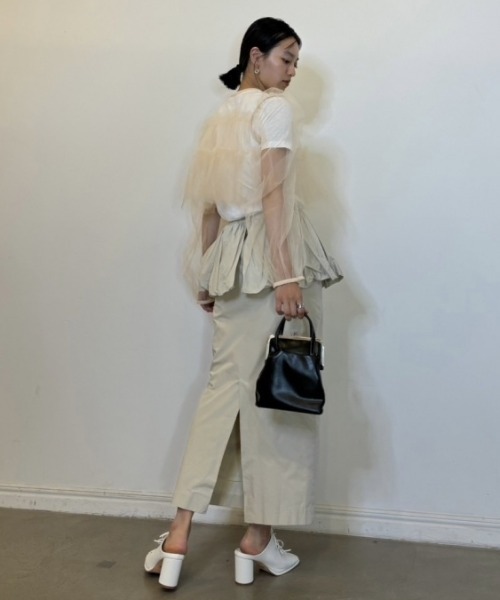 HONEY MI HONEY（ハニーミーハニー）の「taffeta balloon peplum skirt（スカート・レディース・ベージュ/サックスブルー・FREE）」の9枚目の写真