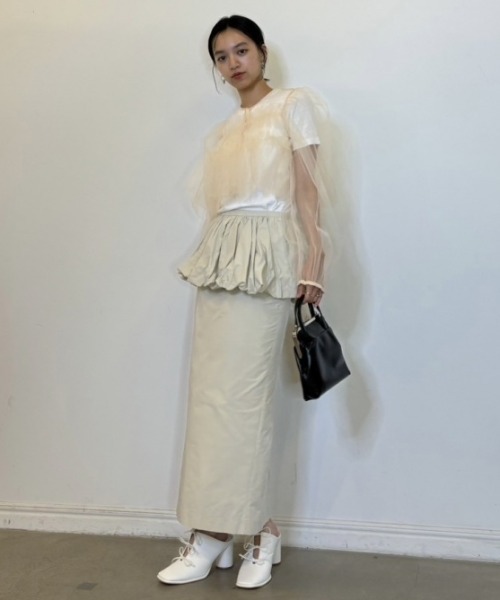HONEY MI HONEY（ハニーミーハニー）の「taffeta balloon peplum skirt（スカート・レディース・ベージュ/サックスブルー・FREE）」の8枚目の写真