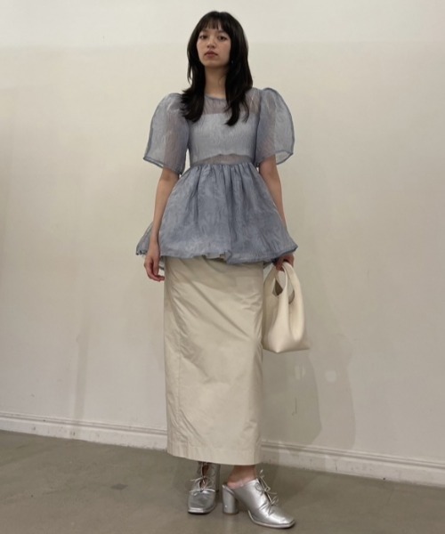 HONEY MI HONEY（ハニーミーハニー）の「taffeta balloon peplum skirt（スカート・レディース・ベージュ/サックスブルー・FREE）」の10枚目の写真