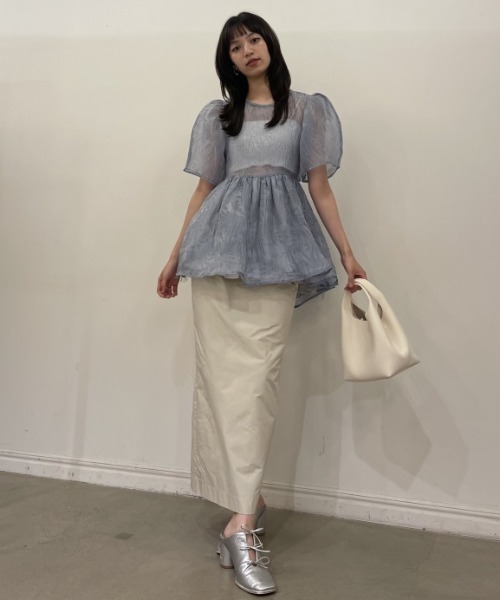 HONEY MI HONEY（ハニーミーハニー）の「taffeta balloon peplum skirt（スカート・レディース・ベージュ/サックスブルー・FREE）」の11枚目の写真