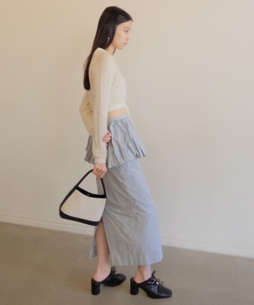 HONEY MI HONEY（ハニーミーハニー）の「taffeta balloon peplum skirt（スカート・レディース・ベージュ/サックスブルー・FREE）」の13枚目の写真