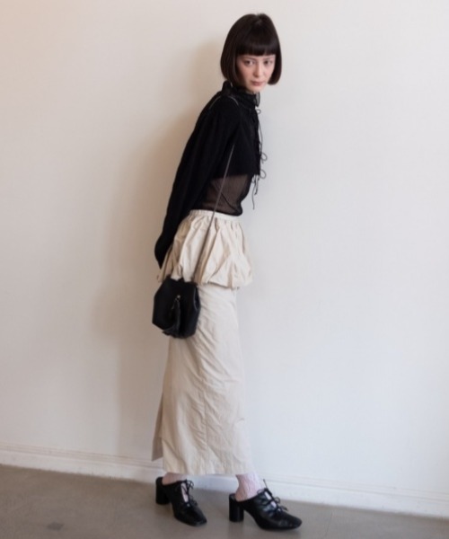HONEY MI HONEY（ハニーミーハニー）の「taffeta balloon peplum skirt（スカート・レディース・ベージュ/サックスブルー・FREE）」の7枚目の写真
