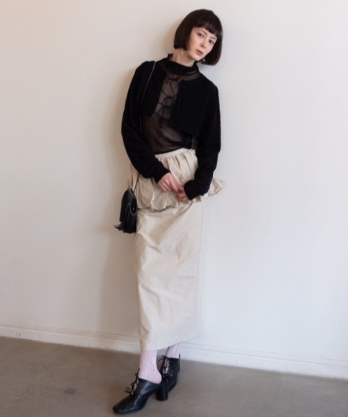 HONEY MI HONEY（ハニーミーハニー）の「taffeta balloon peplum skirt（スカート・レディース・ベージュ/サックスブルー・FREE）」の6枚目の写真