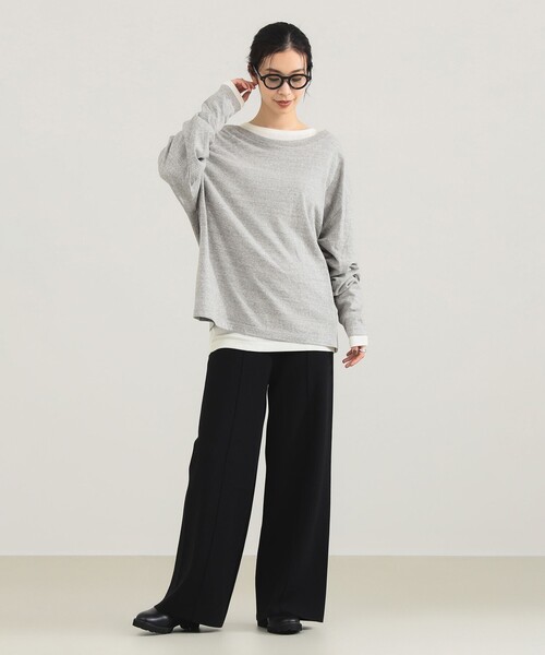 INSCRIRE(アンスクリア)の「【1/1値下げ】INSCRIRE / リブ レイヤード Tシャツ(Tシャツ/カットソー・レディース・チャコールグレー・ONE SIZE)」の2枚目の写真