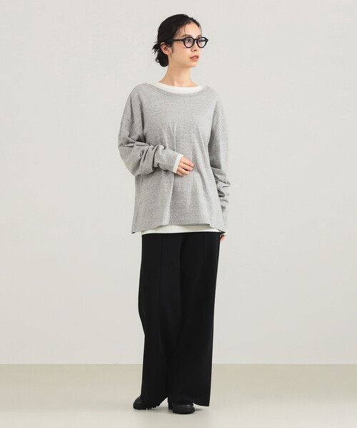 INSCRIRE(アンスクリア)の「【1/1値下げ】INSCRIRE / リブ レイヤード Tシャツ(Tシャツ/カットソー・レディース・チャコールグレー・ONE SIZE)」の3枚目の写真