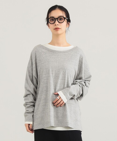 INSCRIRE(アンスクリア)の「【1/1値下げ】INSCRIRE / リブ レイヤード Tシャツ(Tシャツ/カットソー・レディース・チャコールグレー・ONE SIZE)」の5枚目の写真