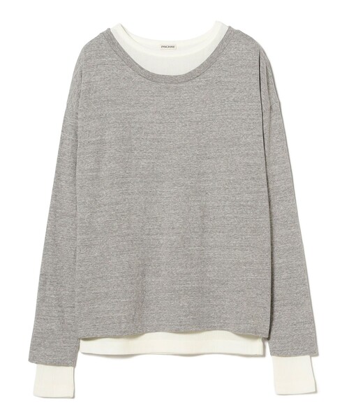 INSCRIRE(アンスクリア)の「【1/1値下げ】INSCRIRE / リブ レイヤード Tシャツ(Tシャツ/カットソー・レディース・チャコールグレー・ONE SIZE)」の7枚目の写真