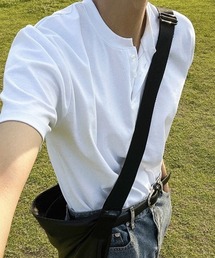 COSYHARU | ヘンリーネックポンチ半袖Tシャツ(Tシャツ/カットソー)