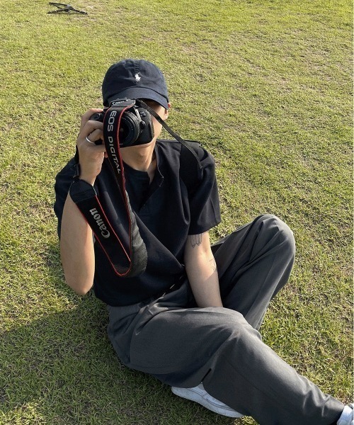 COSYHARU（コシハル）の「ヘンリーネックポンチ半袖Tシャツ（Tシャツ/カットソー・メンズ・ブルー/ダークブラウン/ホワイト/ブラック/ネイビー・LARGE/X-LARGE）」の21枚目の写真