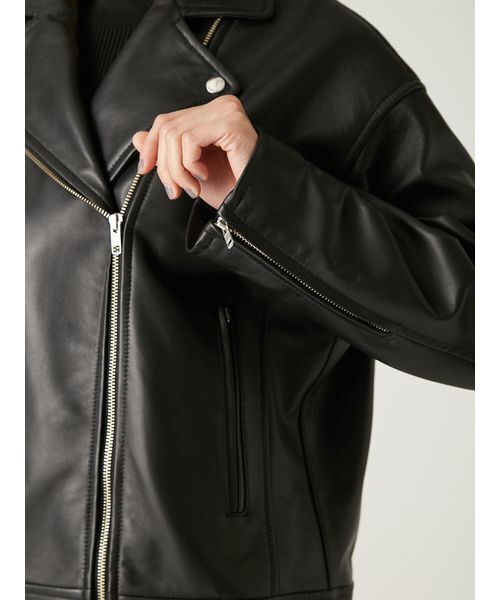 FRAY IDブラックライダースジャケット 本革 FRAY I.D ライダースジャケット ブラック -ファッション通販