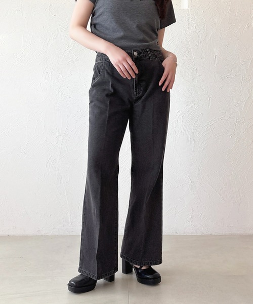 apres jour(アプレジュール)の「センタープレスフレアデニム(デニムパンツ・レディース・ブラック/インディゴブルー・X-LARGE/MEDIUM)」の2枚目の写真