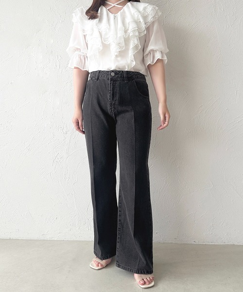 apres jour(アプレジュール)の「センタープレスフレアデニム(デニムパンツ・レディース・ブラック/インディゴブルー・X-LARGE/MEDIUM)」の17枚目の写真