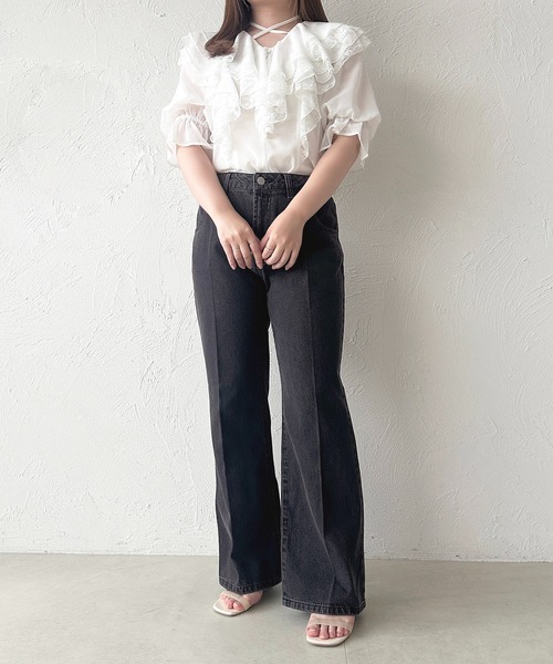 apres jour(アプレジュール)の「センタープレスフレアデニム(デニムパンツ・レディース・ブラック/インディゴブルー・X-LARGE/MEDIUM)」の15枚目の写真