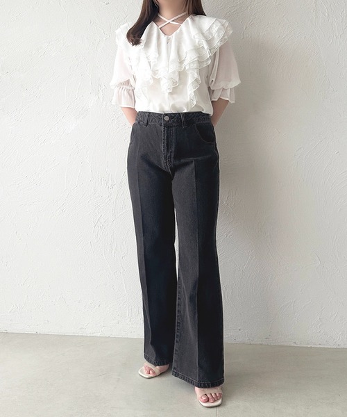 apres jour(アプレジュール)の「センタープレスフレアデニム(デニムパンツ・レディース・ブラック/インディゴブルー・X-LARGE/MEDIUM)」の16枚目の写真