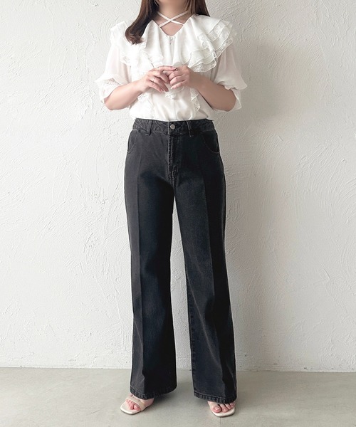 apres jour(アプレジュール)の「センタープレスフレアデニム(デニムパンツ・レディース・ブラック/インディゴブルー・X-LARGE/MEDIUM)」の18枚目の写真