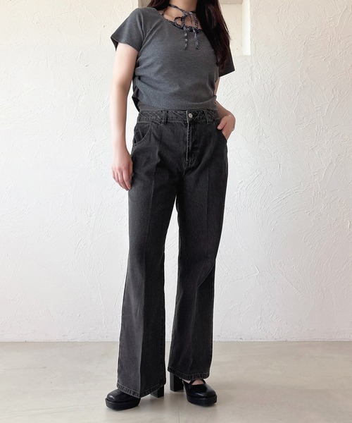 apres jour(アプレジュール)の「センタープレスフレアデニム(デニムパンツ・レディース・ブラック/インディゴブルー・X-LARGE/MEDIUM)」の8枚目の写真