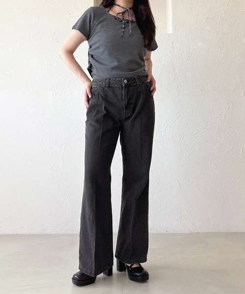 apres jour(アプレジュール)の「センタープレスフレアデニム(デニムパンツ・レディース・ブラック/インディゴブルー・X-LARGE/MEDIUM)」の9枚目の写真