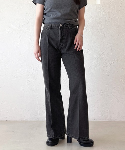 apres jour(アプレジュール)の「センタープレスフレアデニム(デニムパンツ・レディース・ブラック/インディゴブルー・X-LARGE/MEDIUM)」の3枚目の写真
