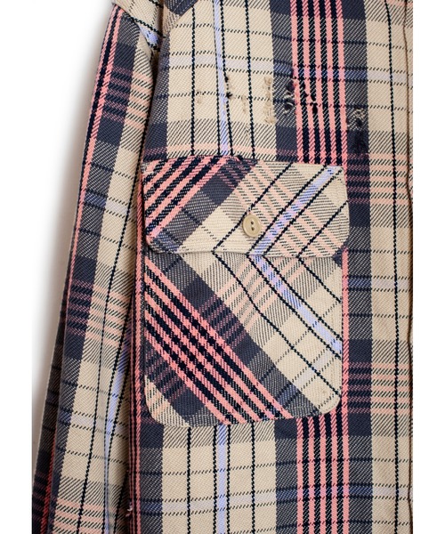 SEVESKIG(セヴシグ)の「SEVESKIG/セブシグ/CHECK SHIRTS_SH-SV-NRS-1003(シャツ/ブラウス・メンズ・サックスブルー/ベージュ・SMALL/MEDIUM/LARGE/X-LARGE)」の4枚目の写真