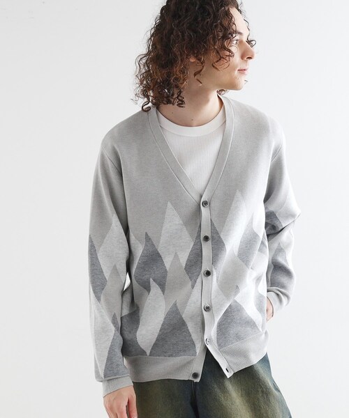 tk.TAKEO KIKUCHI（ティーケータケオキクチ）の「アーガイルカーディガン（カーディガン/ボレロ・メンズ・グレー/アイボリー/ブラック・02/03/04）」の3枚目の写真
