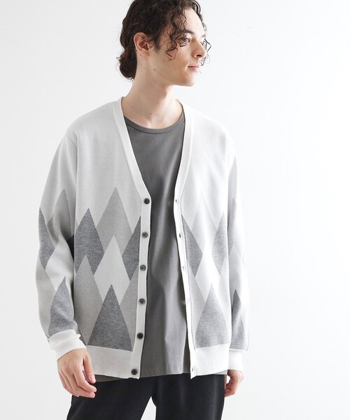 tk.TAKEO KIKUCHI（ティーケータケオキクチ）の「アーガイルカーディガン（カーディガン/ボレロ・メンズ・グレー/アイボリー/ブラック・02/03/04）」の4枚目の写真