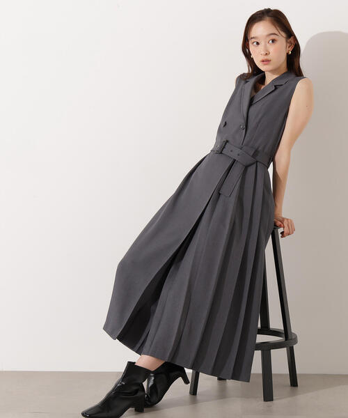 N.（N. Natural Beauty Basic）（エヌエヌナチュラルビューティーベーシック）の「【PS/低身長サイズ】トレンチディテールジャンスカ（ジャンパースカート・レディース・チャコールグレー/ベージュ・MEDIUM/PS）」の2枚目の写真