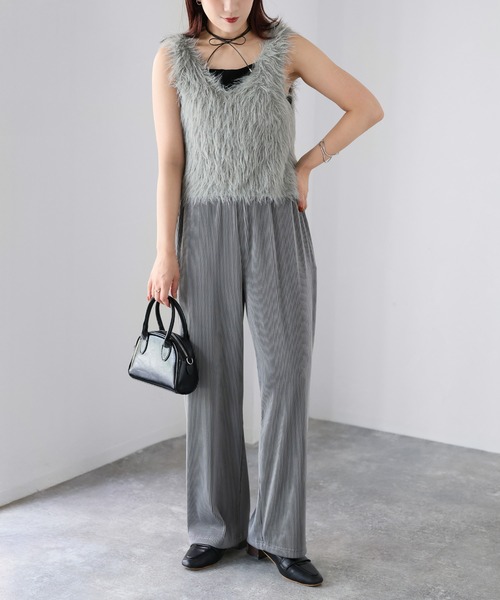 Riberry（リベリー）の「ストライププリーツイージーパンツ（その他パンツ・レディース・グレー/チャコールグレー/ベージュ・MEDIUM）」の9枚目の写真