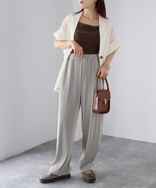 Riberry（リベリー）の「ストライププリーツイージーパンツ（その他パンツ・レディース・グレー/チャコールグレー/ベージュ・MEDIUM）」の12枚目の写真