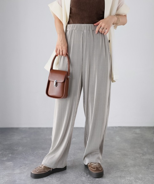 Riberry（リベリー）の「ストライププリーツイージーパンツ（その他パンツ・レディース・グレー/チャコールグレー/ベージュ・MEDIUM）」の10枚目の写真