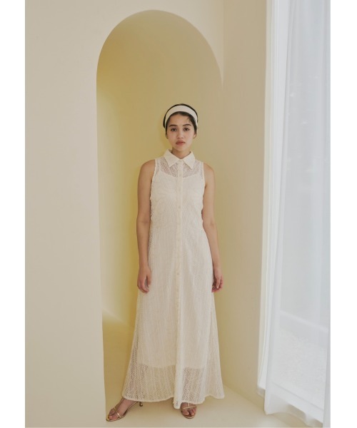 NOTREemor（ノートルエモア）の「wave cord design dress（ワンピース・レディース・アイボリー/ブラック・FREE）」の4枚目の写真