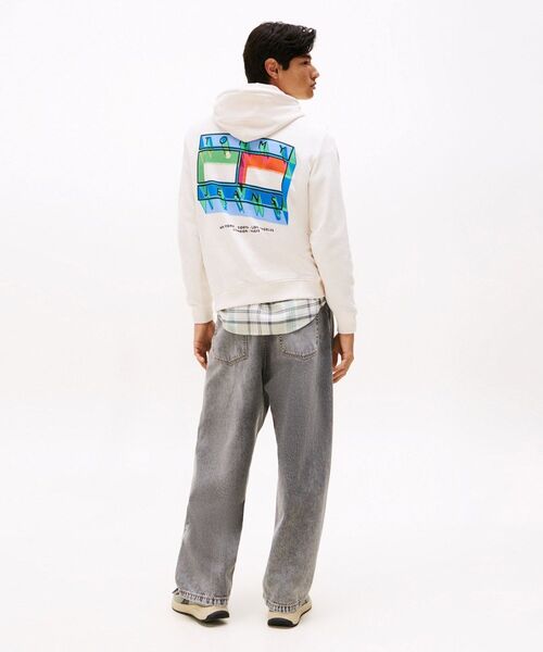  JEANS トミージーンズ ワッフルスウェット 長袖 海外限定 レギュラーフラッグプレイパーカー（スウェット）｜TOMMY JEANS