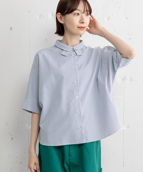 POU DOU DOU（プードゥドゥ）の「ダブルカラードルマンシャツ（シャツ/ブラウス・レディース・ネイビー/ブルー/オフホワイト・M）」の2枚目の写真