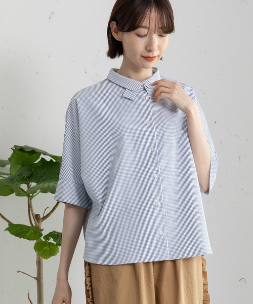 POU DOU DOU（プードゥドゥ）の「ダブルカラードルマンシャツ（シャツ/ブラウス・レディース・ネイビー/ブルー/オフホワイト・M）」の19枚目の写真