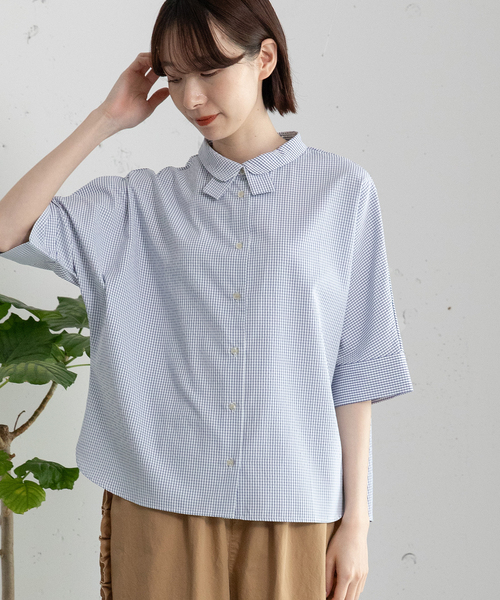 POU DOU DOU（プードゥドゥ）の「ダブルカラードルマンシャツ（シャツ/ブラウス・レディース・ネイビー/ブルー/オフホワイト・M）」の20枚目の写真