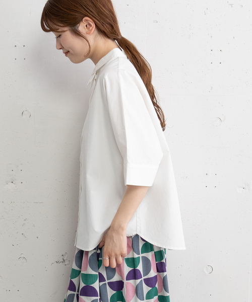 POU DOU DOU（プードゥドゥ）の「ダブルカラードルマンシャツ（シャツ/ブラウス・レディース・ネイビー/ブルー/オフホワイト・M）」の4枚目の写真