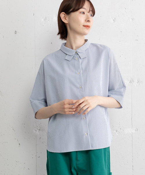 POU DOU DOU（プードゥドゥ）の「ダブルカラードルマンシャツ（シャツ/ブラウス・レディース・ネイビー/ブルー/オフホワイト・M）」の12枚目の写真