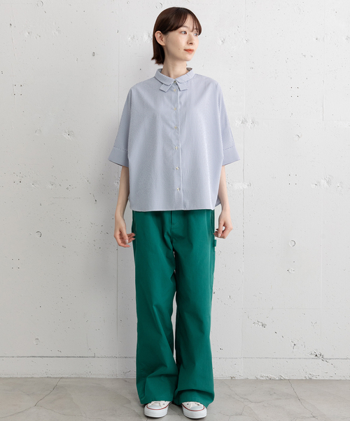 POU DOU DOU（プードゥドゥ）の「ダブルカラードルマンシャツ（シャツ/ブラウス・レディース・ネイビー/ブルー/オフホワイト・M）」の14枚目の写真