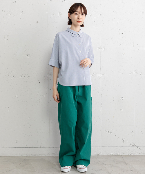 POU DOU DOU（プードゥドゥ）の「ダブルカラードルマンシャツ（シャツ/ブラウス・レディース・ネイビー/ブルー/オフホワイト・M）」の15枚目の写真