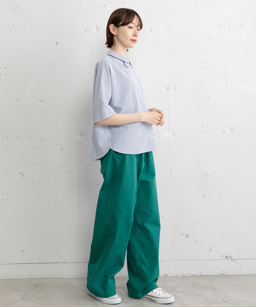 POU DOU DOU（プードゥドゥ）の「ダブルカラードルマンシャツ（シャツ/ブラウス・レディース・ネイビー/ブルー/オフホワイト・M）」の17枚目の写真