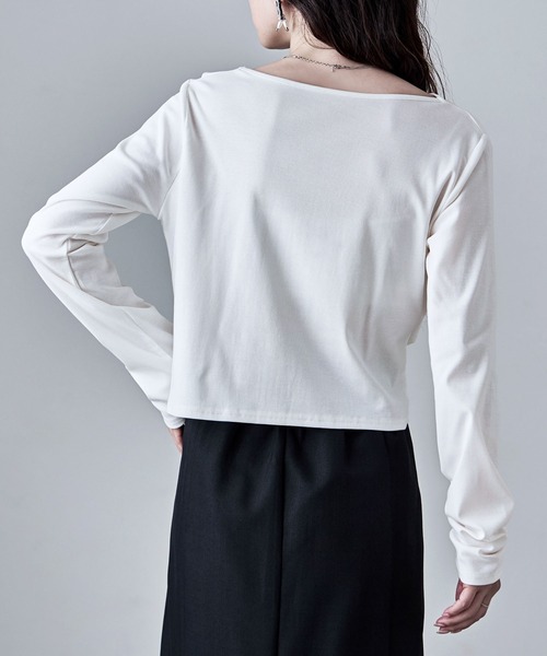 etoll.（エトル）の「フロントドレープデザイントップス（Tシャツ/カットソー・レディース・チャコールグレー/オフホワイト/ブラウン/ブラック・M）」の14枚目の写真