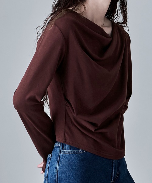 フロントドレープデザイントップス（Tシャツ/カットソー