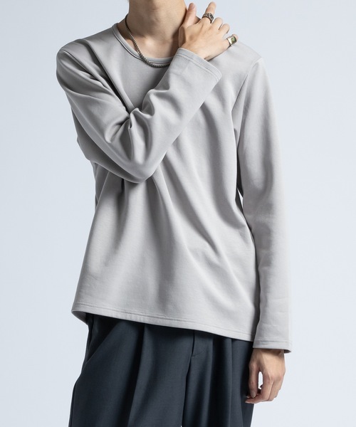 CASPER JOHN（キャスパージョン）の「Drape U-neck cut-sew/ドレープUネックカットソー（Tシャツ/カットソー・メンズ・ブラック/レッド/ホワイト/グレー/チャコールグレー/ブルー・X-SMALL/SMALL/MEDIUM/LARGE）」の4枚目の写真