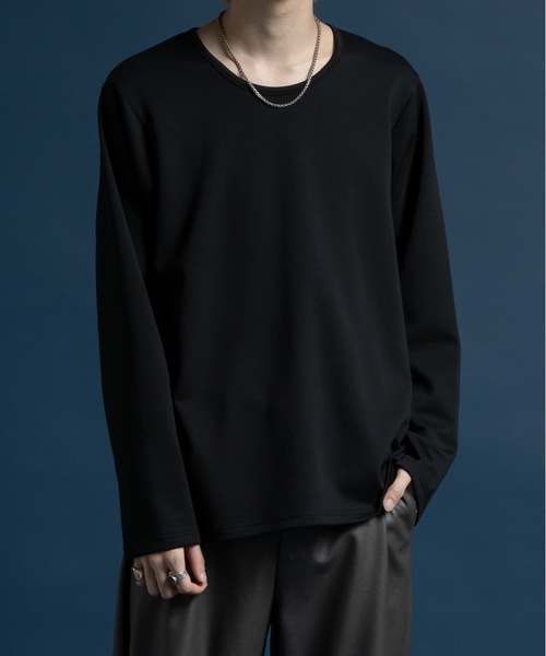 CASPER JOHN（キャスパージョン）の「Drape U-neck cut-sew/ドレープUネックカットソー（Tシャツ/カットソー・メンズ・ブラック/レッド/ホワイト/グレー/チャコールグレー/ブルー・X-SMALL/SMALL/MEDIUM/LARGE）」の3枚目の写真