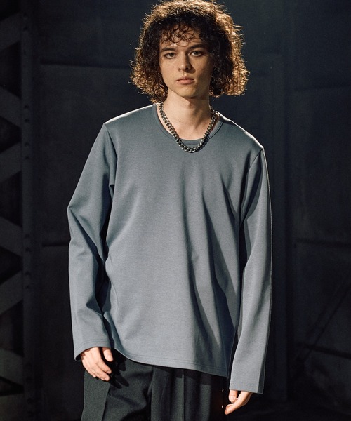 CASPER JOHN（キャスパージョン）の「Drape U-neck cut-sew/ドレープUネックカットソー（Tシャツ/カットソー・メンズ・ブラック/レッド/ホワイト/グレー/チャコールグレー/ブルー・X-SMALL/SMALL/MEDIUM/LARGE）」の16枚目の写真