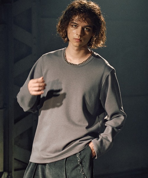 CASPER JOHN（キャスパージョン）の「Drape U-neck cut-sew/ドレープUネックカットソー（Tシャツ/カットソー・メンズ・ブラック/レッド/ホワイト/グレー/チャコールグレー/ブルー・X-SMALL/SMALL/MEDIUM/LARGE）」の13枚目の写真